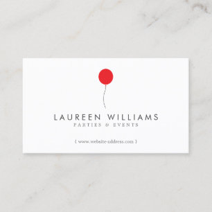 Einfache Red Balloon Event Planner, Party Planner Visitenkarte
