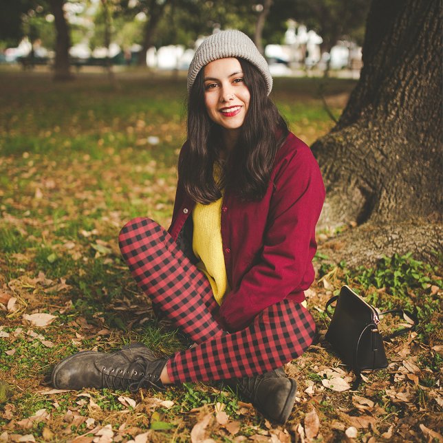 Einfache Red Black Rustic Chic Buffalo Karo Patter Leggings (Black and red buffalo check pattern legging. )