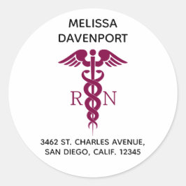 Einfache Red Caduceus registrierte Krankenversiche Runder Aufkleber