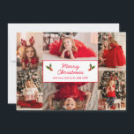 Einfache Red Foto Collage Moderne Weihnachten<br><div class="desc">Moderne Weihnachtskarte im Foto mit einem einfachen Layout mit einer Collage von sechs Ihrer Lieblings-Fotos. In der Mitte ist der Gruß "Frohe Weihnachten" in einem eleganten Drehbuch in rot über einem weißen Hintergrund. Die Rückseite hat Ihre personalisierte Nachricht.</div>