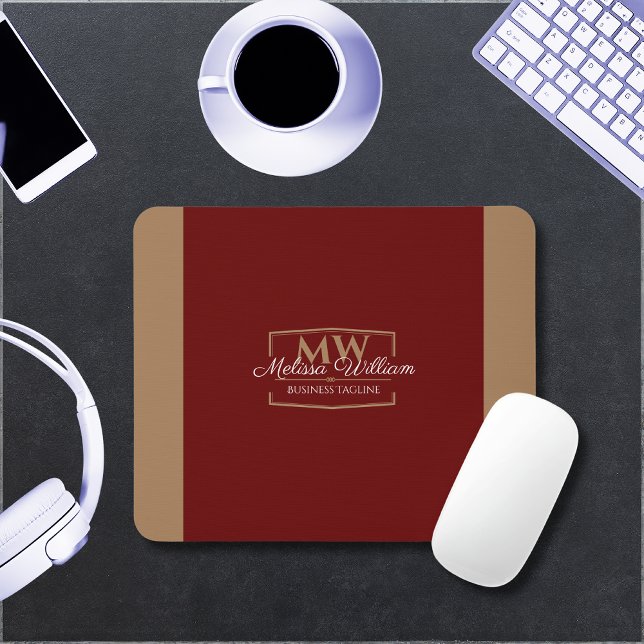 Einfache Red Gold Monogram Mousepad (Von Creator hochgeladen)