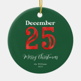 Einfache Red Green frohe Weihnachtsfamilie Foto Keramik Ornament