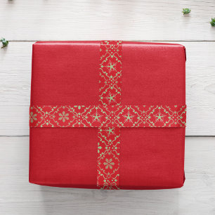 Einfache Red Green Snowflakes Weihnachten Satinband