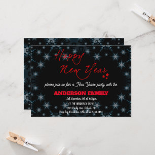 Einfache Red Happy New Year Cards Einladung