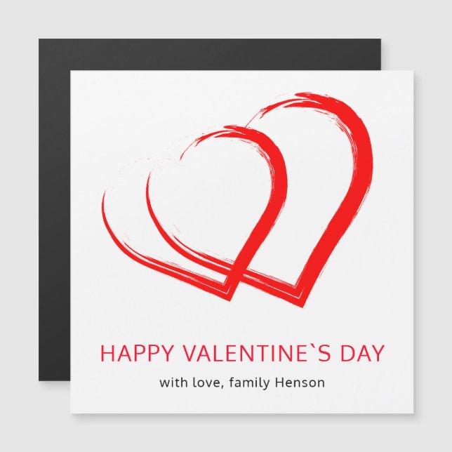 Einfache Red Heart Happy Valentine's Day Magnet Ca (Vorne/Hinten)
