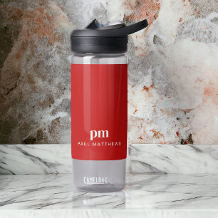 Einfache Red Minimal Custom Monogram und Name Trinkflasche