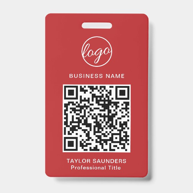 Einfache Red QR Code Mitarbeiter-ID Ausweis (Vorderseite)