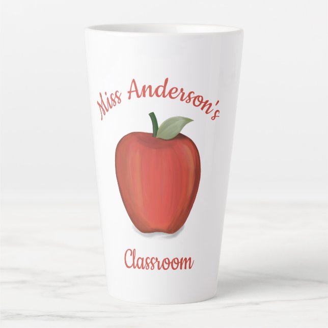 Einfache Red Teacher Apple Niedlich School Custom Milchtasse (Vorderseite)