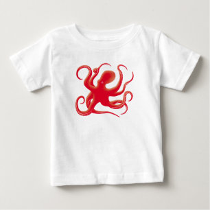 Einfache Red Vector Art Octopus Silhouette Baby T-shirt