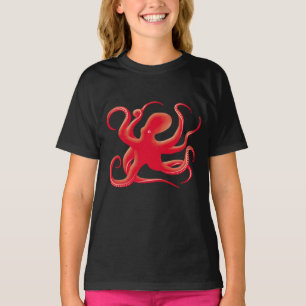 Einfache Red Vector Art Octopus Silhouette T-Shirt