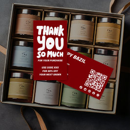 Einfache Red & White Order Vielen Dank für den QR Visitenkarte