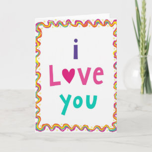 Einfache regenbogenfarbene Well-I-Love-You-Karte Karte