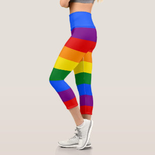 Einfache Regenbogenstreifen Capri Leggings