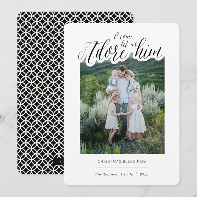 Einfache religiöse Adore Ihm Weihnachtskarte Einladung (Vorne/Hinten)