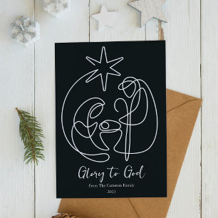 Einfache religiöse Weihnachts-Flat-Nativity-Darste Feiertagskarte