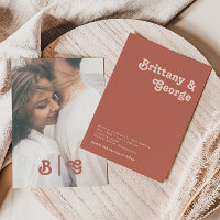 Einfache Retro | Alte Rose Lässiges Foto Monogramm