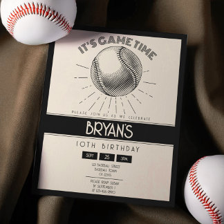 Einfache Retro Black Baseball Haushalt Geburtstag 