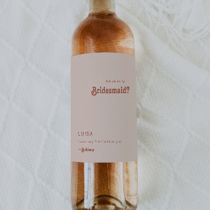 Einfache Retro-Blush Bridesmaid Vorschlag Weinetik Weinetikett
