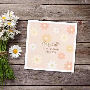 Einfache Retro-Chic Daisy Boho Girl Babydusche Serviette