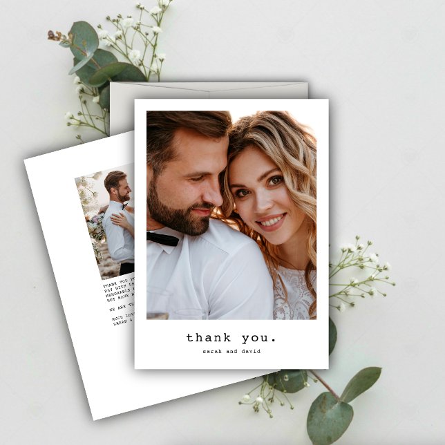 Einfache Retro Classic Foto Hochzeit Dankeskarte (Von Creator hochgeladen)