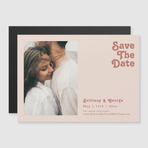 Einfache Retro   Horizontal Save the Date rot Magneteinladung