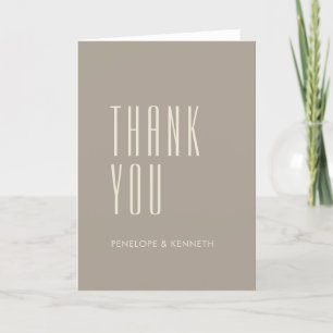 Einfache Retro-Individuelle Namen Wedding Taupe Br Dankeskarte