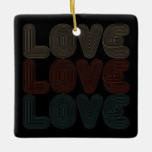 Einfache Retro-Liebe Typograph Valentine   Ornamen Keramikornament