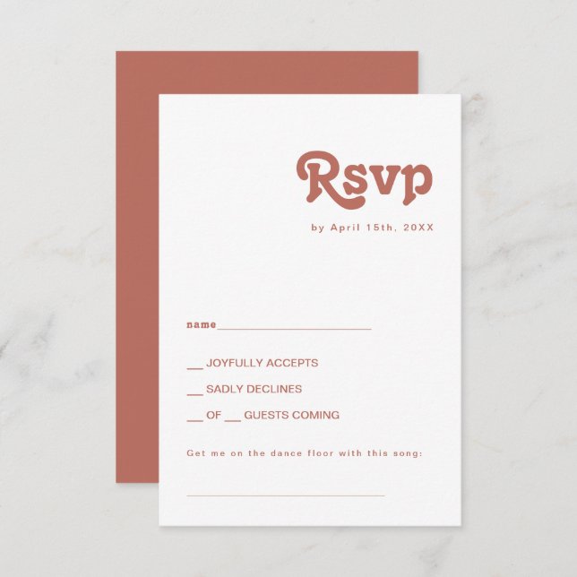Einfache Retro | Old Rose Song Request RSVP Card (Vorne/Hinten)