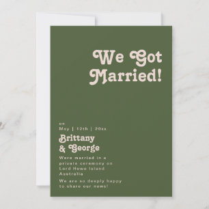 Einfache Retro   Olive Green Elopement Ankündigung