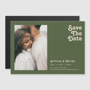 Einfache Retro Olive Green Save the Date Magneteinladung