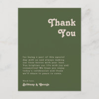 Einfache Retro | Olive Green Table Dankeschön Card
