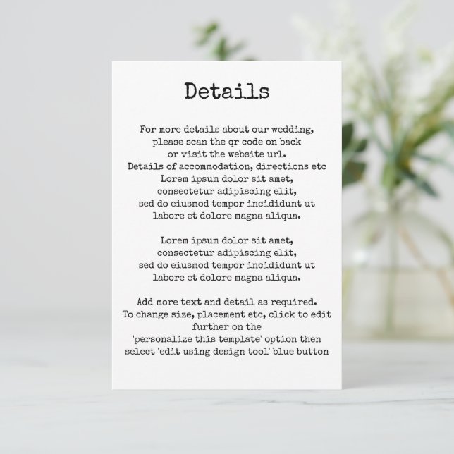 Einfache Retro-Schreibmaschinentypografie-Details  Begleitkarte (Stehend Vorderseite)