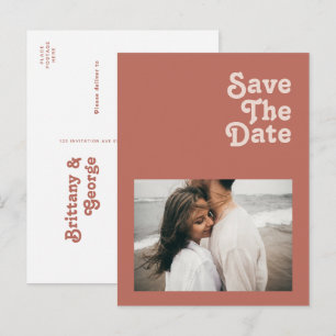 Einfache Retro-Stimmung   Altes Rosenfoto Save The Einladungspostkarte