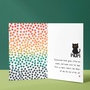 Einfache Retro Sunset Cat Paws Funny Black Cat Mam Karte