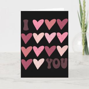 Einfache Retro-Valentinstag-Herzen Rosa Moderne T Karte