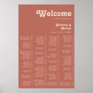 Einfache Retro-Vibes Alte Rose Alphabetische Sit Poster
