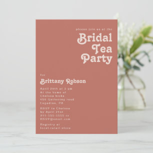 Einfache Retro-Vibes Alte Rose Bridal Tea Party Einladung