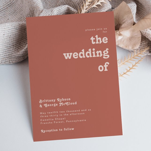 Einfache Retro-Vibes | Alte Rose Die Hochzeit von Einladung (Von Creator hochgeladen)