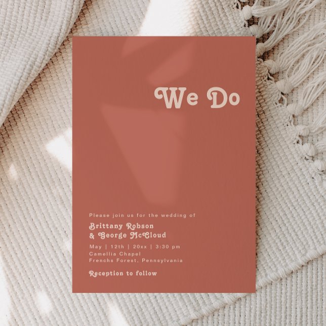 Einfache Retro-Vibes | Alte Rose, die wir Hochzeit Einladung (Von Creator hochgeladen)