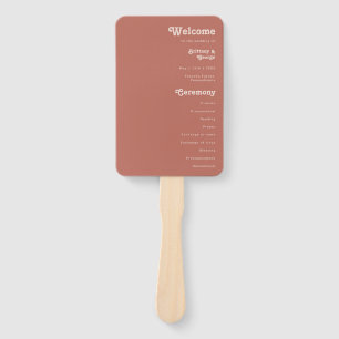 Einfache Retro-Vibes   Alte Rose Hochzeitsprogramm Fächer