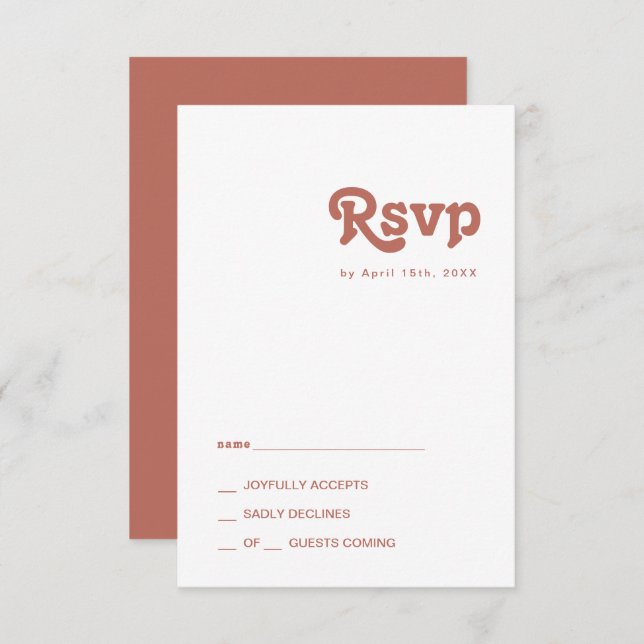 Einfache Retro-Vibes | Alte Rose RSVP Card (Vorne/Hinten)