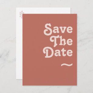 Einfache Retro-Vibes Alte Rose Save the Date Einladungspostkarte