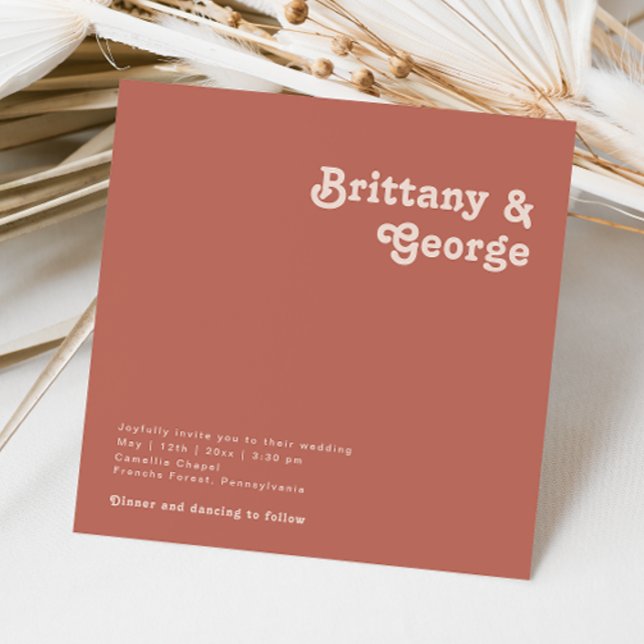 Einfache Retro-Vibes | Alte Rose Square Wedding Einladung (Von Creator hochgeladen)