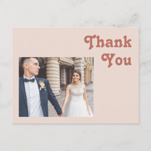 Einfache Retro-Vibes   Blush Pink Wedding Danke Postkarte