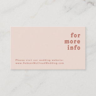 Einfache Retro-Vibes   Blush Pink Wedding Website Begleitkarte
