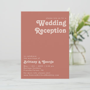 Einfache Retro-Vibes   Hochzeitsempfang in Altrosa Einladung