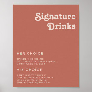 Einfache Retro-Vibes Old Rose Signature-Drinks Poster