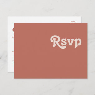 Einfache Retro-Vibes   Old Rose Wedding RSVP Postkarte