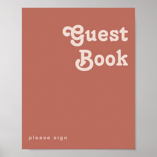 Einfache Retro-Vibes | Old Rosen Guest Book Sign Poster (Vorne)