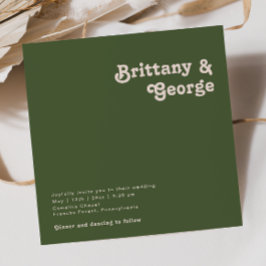 Einfache Retro-Vibes | Olive Green Square Wedding Einladung